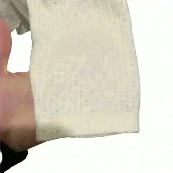 Anthropologie Maeve Addie ruffle Hacci hem cowl neck ecru sweater medium - Picture 7 of 12